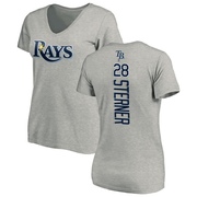 Women's Tampa Bay Rays Justin Sterner ＃28 Backer Slim Fit T-Shirt Ash