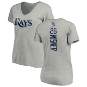 Women's Tampa Bay Rays Kameron Misner ＃26 Backer Slim Fit T-Shirt Ash