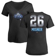 Women's Tampa Bay Rays Kameron Misner ＃26 Midnight Mascot V-Neck T-Shirt - Black