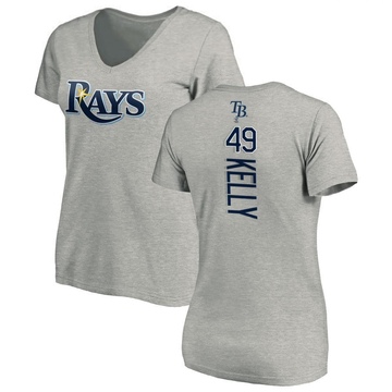 Women's Tampa Bay Rays Kevin Kelly ＃49 Backer Slim Fit T-Shirt Ash