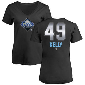 Women's Tampa Bay Rays Kevin Kelly ＃49 Midnight Mascot V-Neck T-Shirt - Black