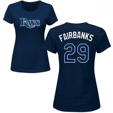 Women's Tampa Bay Rays Pete Fairbanks ＃29 Roster Name & Number T-Shirt - Navy