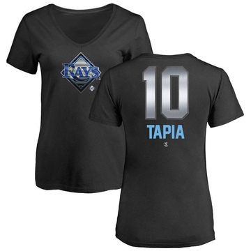 Women's Tampa Bay Rays Raimel Tapia ＃10 Midnight Mascot V-Neck T-Shirt - Black