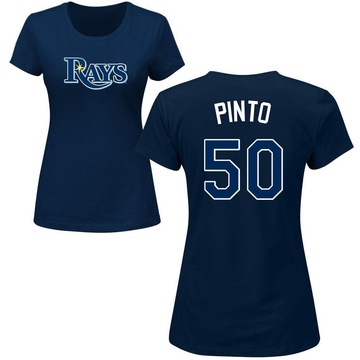 Women's Tampa Bay Rays Rene Pinto ＃50 Roster Name & Number T-Shirt - Navy