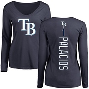 Women's Tampa Bay Rays Richie Palacios ＃1 Backer Slim Fit Long Sleeve T-Shirt - Navy