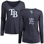 Women's Tampa Bay Rays Shane Baz ＃11 Backer Slim Fit Long Sleeve T-Shirt - Navy