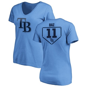 Women's Tampa Bay Rays Shane Baz ＃11 RBI Slim Fit V-Neck T-Shirt - Light Blue