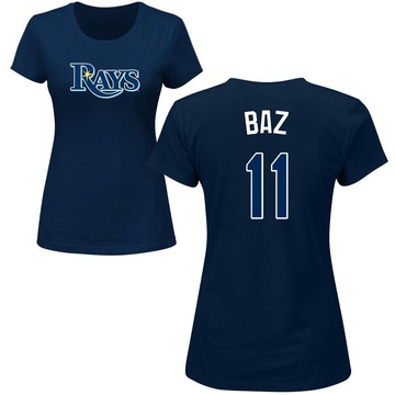 Women's Tampa Bay Rays Shane Baz ＃11 Roster Name & Number T-Shirt - Navy