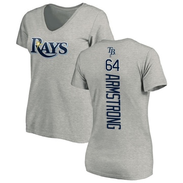 Women's Tampa Bay Rays Shawn Armstrong ＃64 Backer Slim Fit T-Shirt Ash