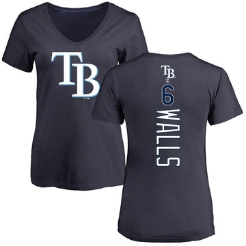 Women's Tampa Bay Rays Taylor Walls ＃6 Backer Slim Fit T-Shirt - Navy