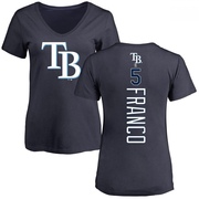 Women's Tampa Bay Rays Wander Franco ＃5 Backer Slim Fit T-Shirt - Navy