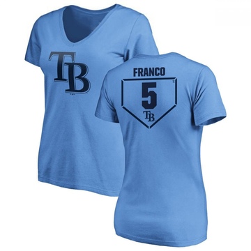 Women's Tampa Bay Rays Wander Franco ＃5 RBI Slim Fit V-Neck T-Shirt - Light Blue
