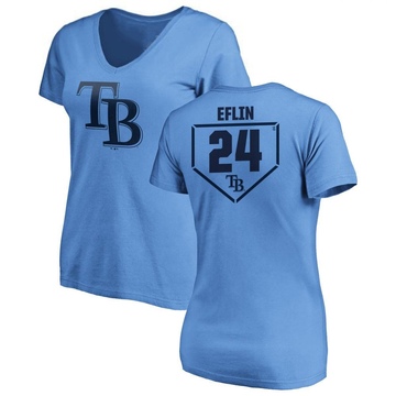 Women's Tampa Bay Rays Zach Eflin ＃24 RBI Slim Fit V-Neck T-Shirt - Light Blue
