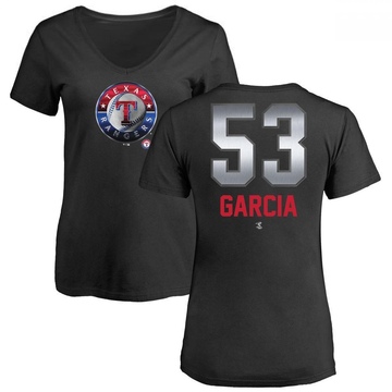 Women's Texas Rangers Adolis Garcia ＃53 Midnight Mascot V-Neck T-Shirt - Black