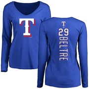 Women's Texas Rangers Adrian Beltre ＃29 Backer Slim Fit Long Sleeve T-Shirt - Royal