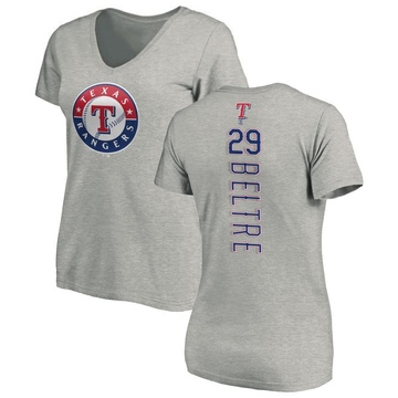 Women's Texas Rangers Adrian Beltre ＃29 Backer Slim Fit T-Shirt Ash