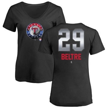 Women's Texas Rangers Adrian Beltre ＃29 Midnight Mascot V-Neck T-Shirt - Black