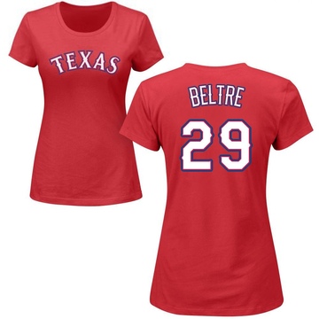 Women's Texas Rangers Adrian Beltre ＃29 Roster Name & Number T-Shirt - Red