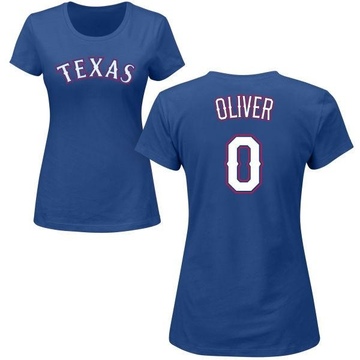 Women's Texas Rangers Al Oliver ＃0 Roster Name & Number T-Shirt - Royal