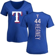 Women's Texas Rangers Andrew Heaney ＃44 Backer Slim Fit T-Shirt - Royal