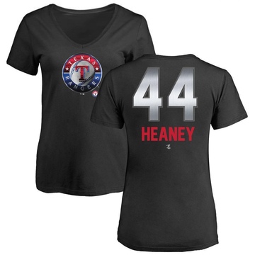 Women's Texas Rangers Andrew Heaney ＃44 Midnight Mascot V-Neck T-Shirt - Black