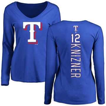 Women's Texas Rangers Andrew Knizner ＃12 Backer Slim Fit Long Sleeve T-Shirt - Royal