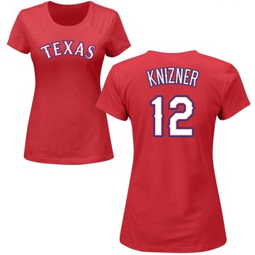 Women's Texas Rangers Andrew Knizner ＃12 Roster Name & Number T-Shirt - Red