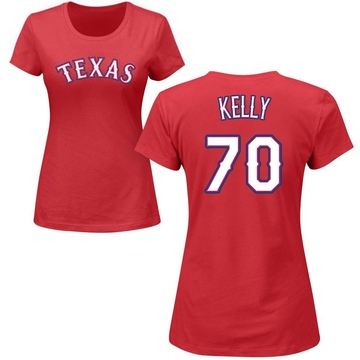 Women's Texas Rangers Antoine Kelly ＃70 Roster Name & Number T-Shirt - Red