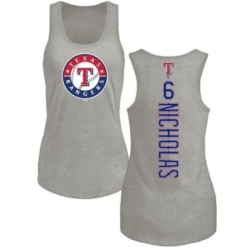 Women's Texas Rangers Brett Nicholas ＃6 Backer Tank Top Ash