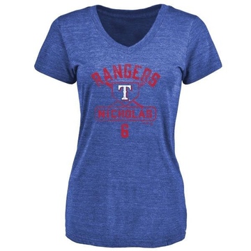 Women's Texas Rangers Brett Nicholas ＃6 Base Runner T-Shirt - Royal