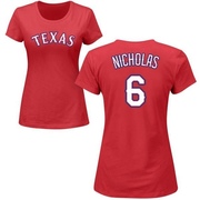 Women's Texas Rangers Brett Nicholas ＃6 Roster Name & Number T-Shirt - Red