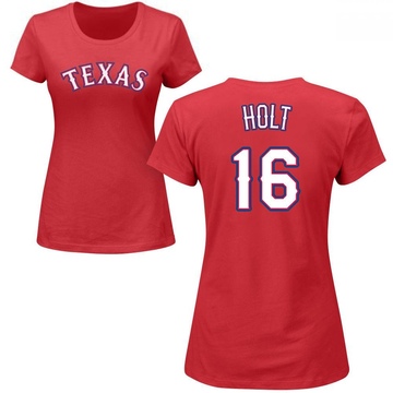 Women's Texas Rangers Brock Holt ＃16 Roster Name & Number T-Shirt - Red