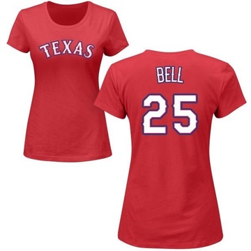 Women's Texas Rangers Buddy Bell ＃25 Roster Name & Number T-Shirt - Red