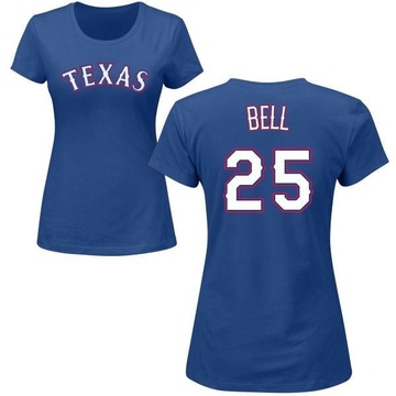 Women's Texas Rangers Buddy Bell ＃25 Roster Name & Number T-Shirt - Royal