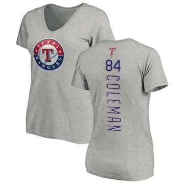 Women's Texas Rangers Carson Coleman ＃84 Backer Slim Fit T-Shirt Ash