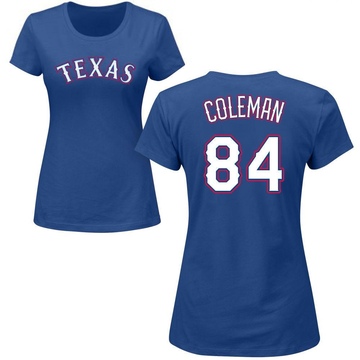 Women's Texas Rangers Carson Coleman ＃84 Roster Name & Number T-Shirt - Royal