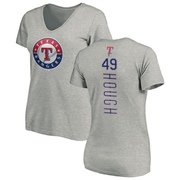 Women's Texas Rangers Charlie Hough ＃49 Backer Slim Fit T-Shirt Ash