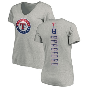 Women's Texas Rangers Cody Bradford ＃61 Backer Slim Fit T-Shirt Ash