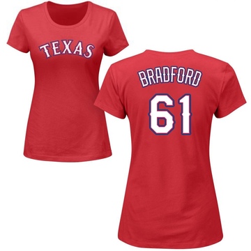 Women's Texas Rangers Cody Bradford ＃61 Roster Name & Number T-Shirt - Red