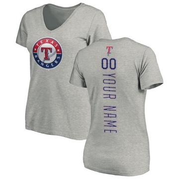 Women's Texas Rangers Custom ＃00 Backer Slim Fit T-Shirt Ash