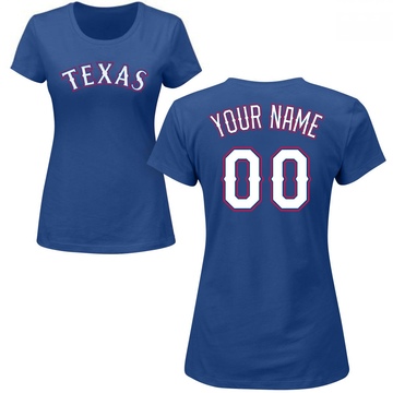 Women's Texas Rangers Custom ＃00 Roster Name & Number T-Shirt - Royal