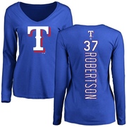 Women's Texas Rangers David Robertson ＃37 Backer Slim Fit Long Sleeve T-Shirt - Royal