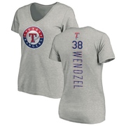 Women's Texas Rangers Davis Wendzel ＃38 Backer Slim Fit T-Shirt Ash