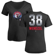 Women's Texas Rangers Davis Wendzel ＃38 Midnight Mascot V-Neck T-Shirt - Black