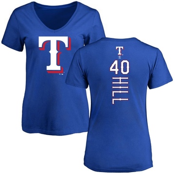 Women's Texas Rangers Derek Hill ＃40 Backer Slim Fit T-Shirt - Royal