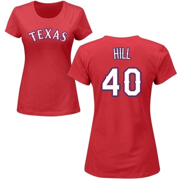 Women's Texas Rangers Derek Hill ＃40 Roster Name & Number T-Shirt - Red