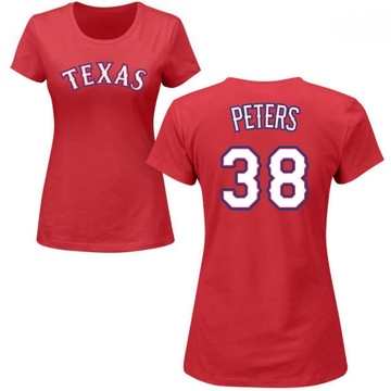 Women's Texas Rangers DJ Peters ＃38 Roster Name & Number T-Shirt - Red