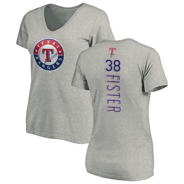 Women's Texas Rangers Doug Fister ＃38 Backer Slim Fit T-Shirt Ash