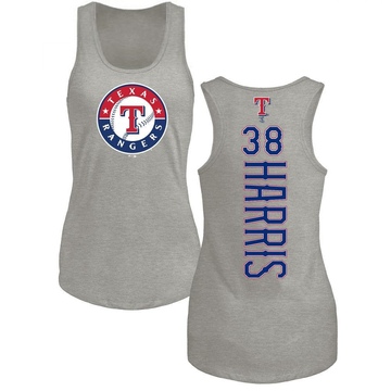 Women's Texas Rangers Dustin Harris ＃38 Backer Tank Top Ash