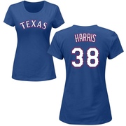 Women's Texas Rangers Dustin Harris ＃38 Roster Name & Number T-Shirt - Royal